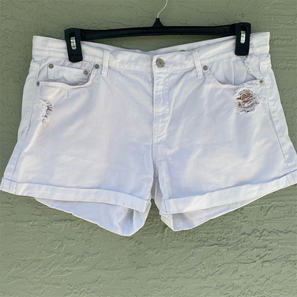 Gap Women's White Denim Cut-Off Shorts Size 30 Distressed Hem